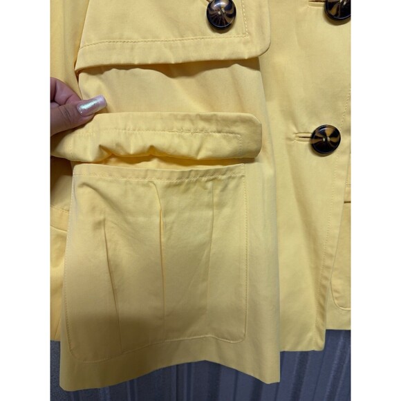 Style & Co Women's Yellow Cotton Blend 3/4 Sleeve Pea Coat Button Front L Jacket - Picture 9 of 9